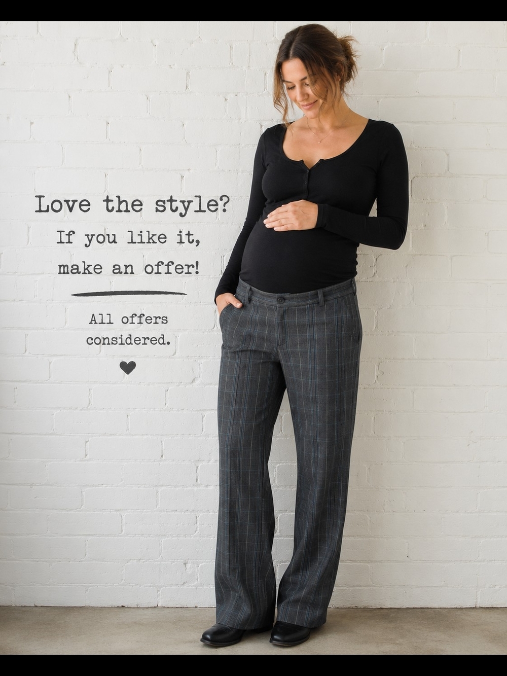 Motherhood Maternity Plaid Dress Pants Wide Leg Career Trousers M